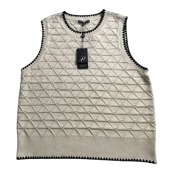 Adrianna Papell Sweaters - Adrianna Papell Woman’s Size XL Cream Embroidered Knit Sweater‎ Vest